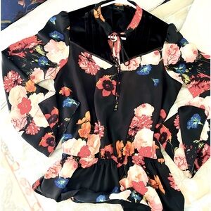 Velvet & French Cuff Dark Garden Cottagecore Top